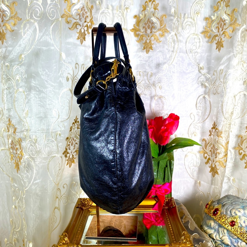 AUTH MIUMIU Vitello Lux Gathered Shopper Shine Bag - Picture 5 of 16